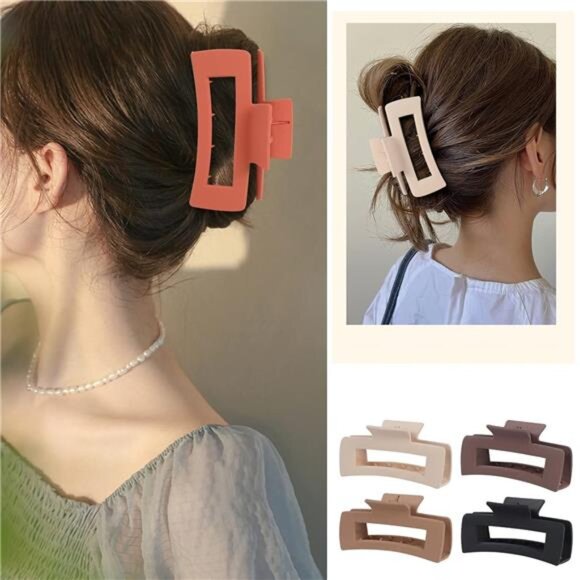 jaw clips 8 Pack Rectangle Large Hair Claw for Women and Girls Matte Nonslip - Picture 5 of 8